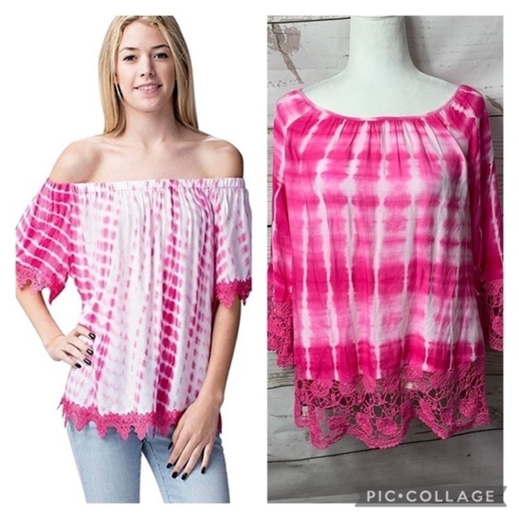 NWT Skye’s The Limit Boho Tie Dye Lace Insert Top - Picture 1 of 9